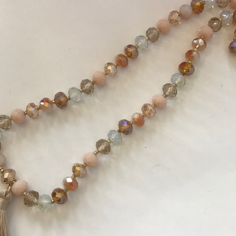 Long Tiered Tassel and Bead Necklace - Picture 3 of 7